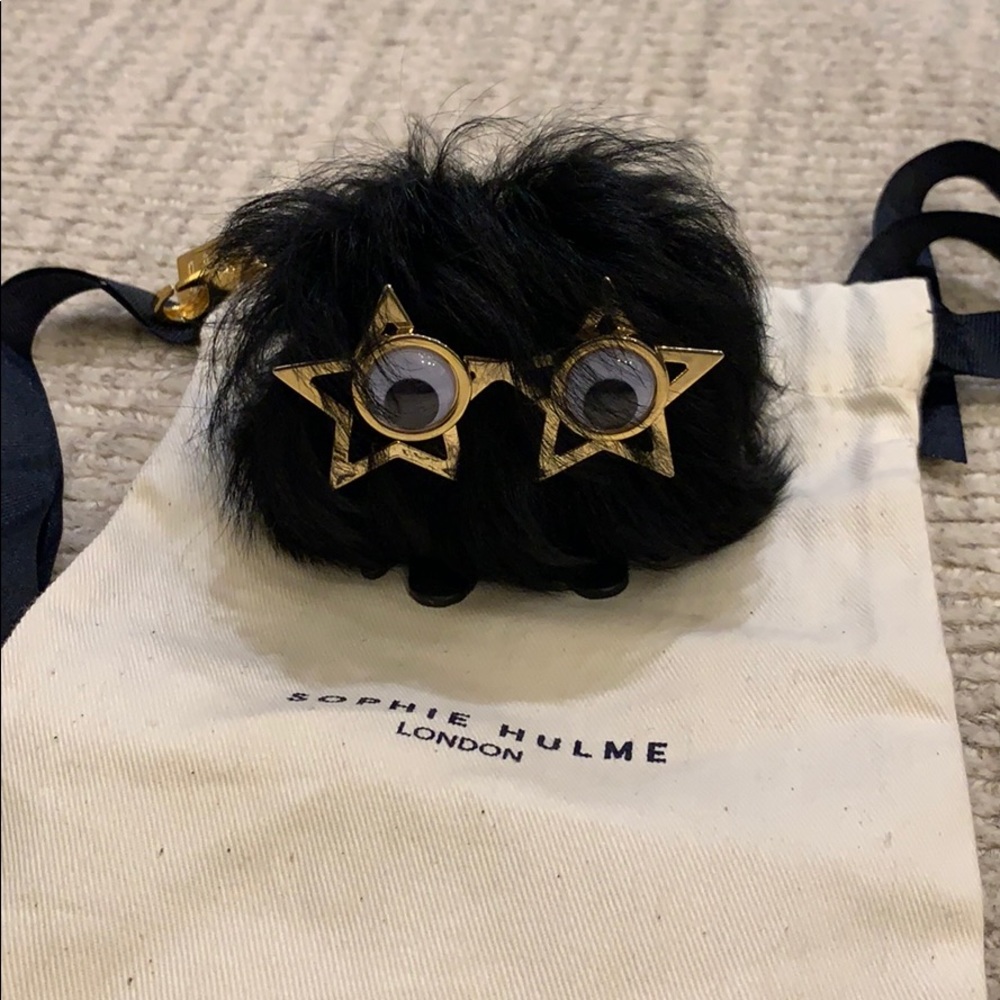 Sophie Hulme sheepskin Pom Pom key ring